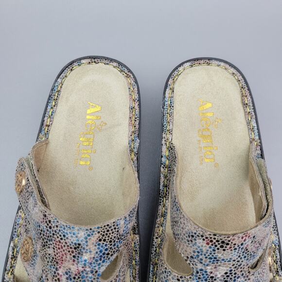 Alegria Venice Fawn Leather Slide Sandals Triple Strap Comfort Size 7 - 7.5 - Picture 6 of 13